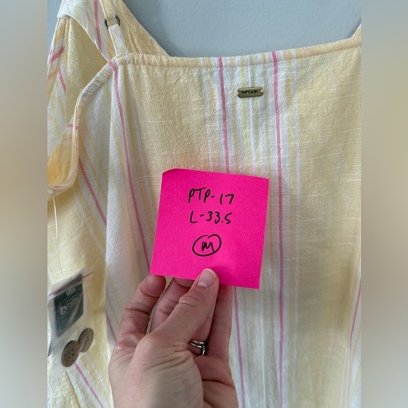NWT RIP Curl Stripe Surf Dress Tank Dress Yellow Pink White Sundress Size M - Picture 9 of 10